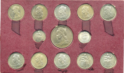 Французские Колонии набор из 23 пробных монет 1948-1949 ESSAI, Французские Колонии, в оригинальной картонной коробке UNC 7-1-34