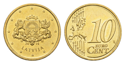 Латвия 10 евроцентов 2014 KM 153 нордик UNC 4694-1029