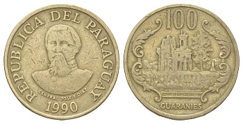 Парагвай 100 гуарани 1990 KM 177 медь цинк никель 4624-156