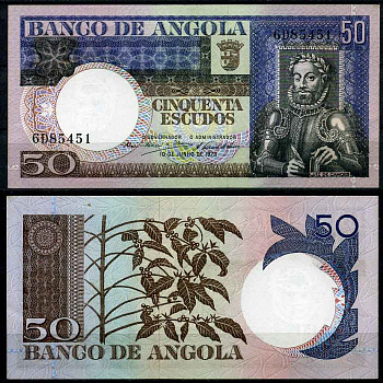 Ангола 50 эскудо 1973 10 июня 1973, Луис де Камоэнс, подпись 9 Pick 105 a бумага UNC (пресс)   7204-35-1-1