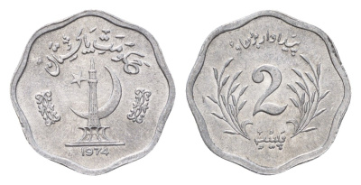 Пакистан 2 пайса 1974 KM 34 алюминий UNC 27-1033