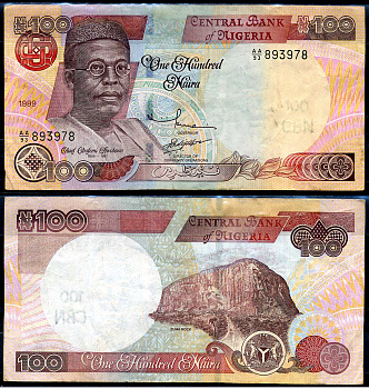 Нигерия 100 найра 1999 Обафеми Аволово, гора Зума Ро Pick 28 b бумага 8592-31-2-2