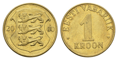 Эстония 1 крона 2000 KM 35 латунь aUNC 4688-656