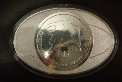 Франция 50 евро 2007 Чемпионат мира по регби, тираж 299 экземпляров 1000 грамм (1 килограмм) KM 1487 серебро PROOF
