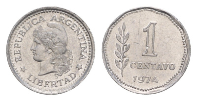 Аргентина 1 сентаво 1974 KM 64 алюминий aUNC 4655-956