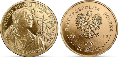 Польша 2 злотых 2013 MW, история польской музыки, Агнешка Осецкая KM 883 нордик UNC 4514-355