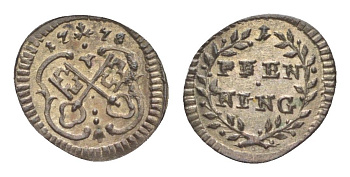 Регенсбург 1 пфенниг 1778 KM 408 серебро UNC 1529-634