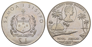 Самоа 1 тала 1977 25 лет правления Королевы Елизаветы II KM 24 медно-никель BU 4125-815