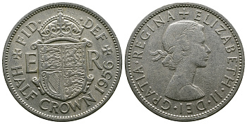 Великобритания 1/2 кроны 1956 Елизавета II (1952- ) Spink 4145, KM 905 медно-никель 4381-335
