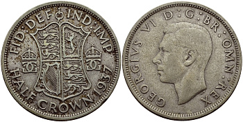 Великобритания 1/2 кроны 1942 Георг VI (1936-1952) KM 856, Spink 4080 серебро 87-1336