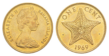 Багамские острова (Багамы) 1 цент 1969 KM 2 никель латунь UNC 4654-613