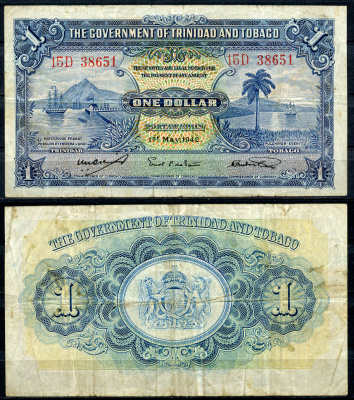 Тринидад и Тобаго 1 доллар 1942 1 мая 1942 Pick 5 c бумага 000-00-00