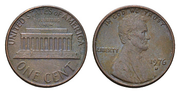 США 1 цент 1976 D, Авраам Линкольн KM 201 медь цинк 4684-929