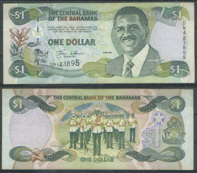 Багамские острова (Багамы) 1 доллар 2001 Pick 69 бумага 7553-5-3-2