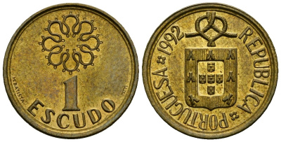 Португалия 1 эскудо 1992 KM 631 никель латунь 4164-1123