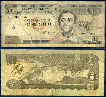 Эфиопия 1 быр ED 2000 AD 2008 Pick 46 e бумага 8592-4-3-2