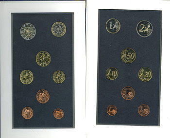 Франция евронабор из 8 монет 2002 в оригинальной упаковке монетного двора PROOF 5-4-6-17
