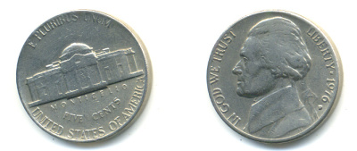 США 5 ЦЕНТОВ 1976 D, ДЖЕФФЕРСОН KM A192 медно-никель 89-454