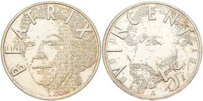 Нидерланды 5 евро 2003 150 лет со дня рождения Винсента ван Гога (1853-1890) KM 245 серебро 4144-624