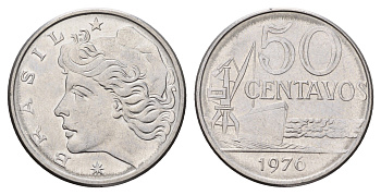 Бразилия 50 сентаво 1976 KM 580b нержавеющая сталь UNC 4556-544