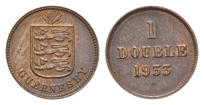 Гернси 1 дабл (дубль) 1933 KM 11 бронза 4655-512