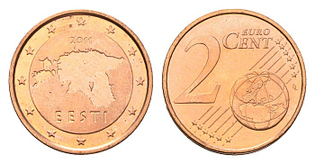 Эстония 2 евроцента 2011 KM 62 сталь плакированная медью UNC 4689-747