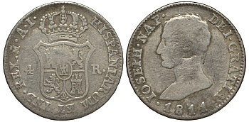 Испания 4 реала 1811 AI, Жозеф Бонапарт KM 540.1 (C 90.1) серебро 00-00