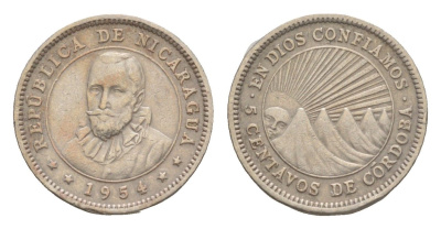 Никарагуа 5 сентаво 1954 KM 24.1 медно-никель 4640-948