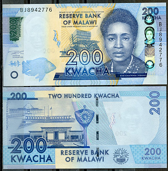 Малави 200 квача 2021 Роза Ломатинда Чибамбо, Лилонгве Pick 65A  бумага  UNC (пресс) 448-84-2