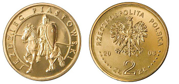 Польша 2 злотых 2006 MW, пястовский конный всадник KM 576 нордик UNC 4676-411