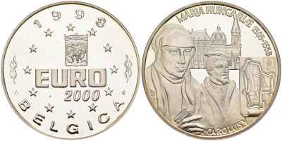 БЕЛЬГИЯ МЕДАЛЬ ND КАРЛ V И МАРИЯ ВЕНГЕРСКАЯ ВЕС 22,99 ГР. серебро PROOF 02-116-13
