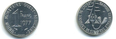 ВАЛЮТНЫЙ СОЮЗ ЦЕНТРАЛЬНОЙ АФРИКИ 1 ФРАНК 1977 4-936