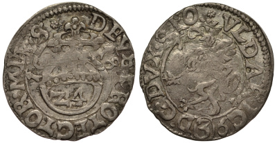 Померания, Кольберг, Камминское епископство 1/24 талера 1618 Ульрих (1618-1622), вес 1,51 гр. KM 64 серебро 1516-932