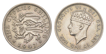 Кипр 1 шиллинг 1947 Георг VI (1936-1952), год-тип KM 27 медно-никель UNC 4127-1322