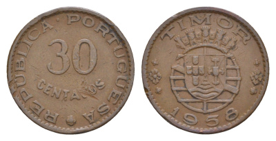 Португальский Тимор 30 сентаво 1958 год-тип KM 11 бронза 413-1421