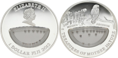 Фиджи 1 доллар 2012 серия Сокровища матери-природы, родий, в оригинальной коробке, с сертификатом KM 458 серебро PROOF 00-00-00