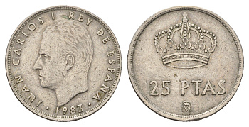 Испания 25 песет 1983 M, Хуан Карлос I (1975-2014) KM 824 медно-никель 4633-633