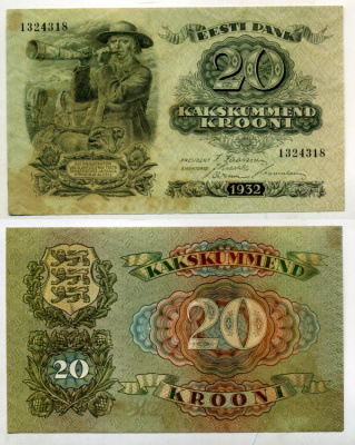 Эстония 20 крон 1932 пастух Pick 64 a бумага 7375-12-2-2