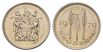 Родезия 2 1/2 цента 1970 год-тип KM 11 медно-никель UNC 4659-238