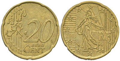 Франция 20 евроцентов 2001 KM 1286 нордик 4604-1025