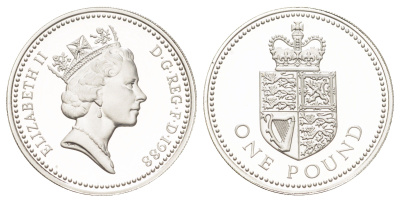 Великобритания 1 фунт 1988 Елизавета II (1952-2022) KM 954a, Spink J6 серебро PROOF 5-6-3-44