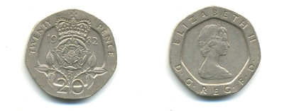 Великобритания 20 пенсов 1982 Елизавета II (1952-2022) KM 931, Spink 4230 (G1) медно-никель 59-343