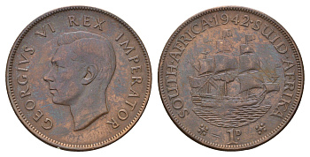ЮАР 1 пенни 1942 Георг VI (1936-1952) KM 25 бронза 4526-845