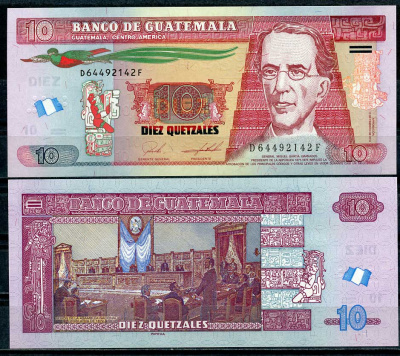 Гватемала 10 кетсалей 2019 Мигель Гарсиа Гранадос-и-Савала Pick 123A  бумага  UNC (пресс) 447-105-1
