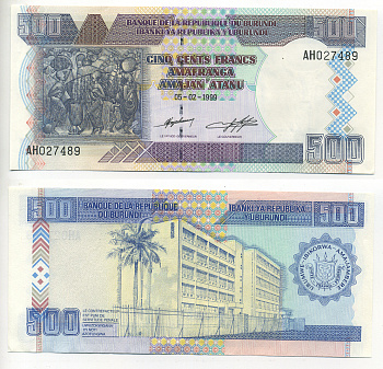 БУРУНДИ 500 ФРАНКОВ 1999 Pick 38c бумага UNC (ПРЕСС) 6278-24-4-1