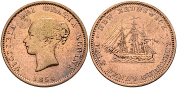 Канада, Нью-Брансуик 1/2 пенни 1854 Виктория (1837-1901) KM 3 медь    4599-521
