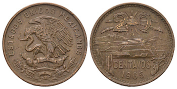 Мексика 20 сентаво 1965 KM 440 бронза 4597-1245
