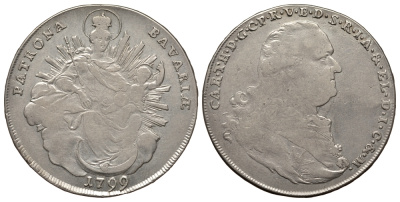 Бавария 1 талер 1799 мадонна Dav. 1966, Hahn 347, KM 600.2 серебро 00-811-52