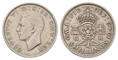 Великобритания 2 шиллинга (флорин) 1949 Георг VI (1936-1952) KM 878, Spink 4107 медно-никель 4116-717