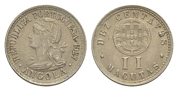 Ангола 10 сентаво = 2 макута 1927 KM 67 медно-никель UNC 4127-611